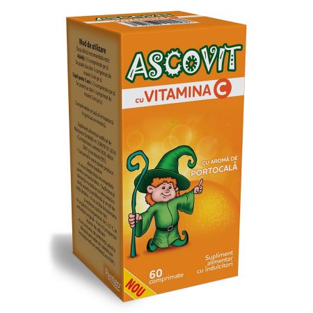 Ascovit cu Vitamina C aroma de portocala, 60 comprimate, Omega Pharm