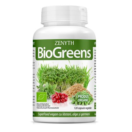 behind myself Man BioGreens SuperFood Organic cu germeni, alge si lastari, 12 : Farmacia Tei  online