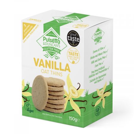 Biscuiti vegani fara gluten din ovaz cu vanilie Pulsetta, 150 g, Activ Pharma Star