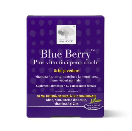 Blue Berry plus vitamina pentru ochi, 60 comprimate filmate, New Nordic