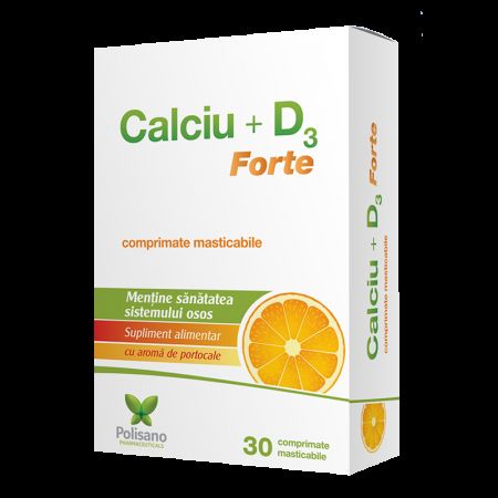 Calciu cu vitamina D3 Forte, 30 comprimate, Polisano