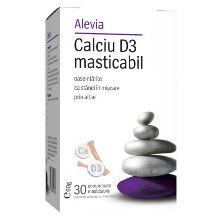 Calciu D3 masticabil, 30 comprimate - Alevia