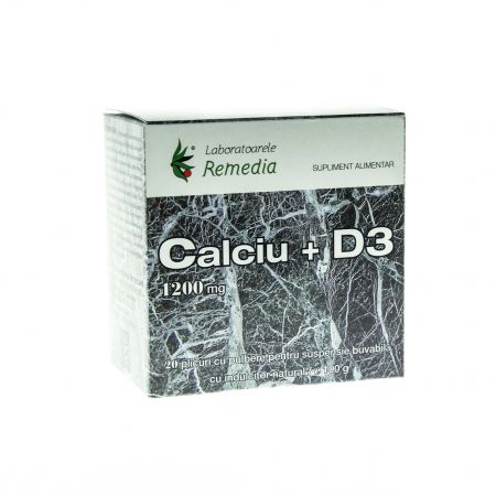 Calciu + D3 1200mg, 20 plicuri, Remedia