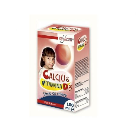Calciu si vitamina D3 sirop, 100 ml - FarmaClass