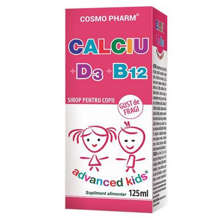 Calciu + D3 + B12 Advanced Kids Sirop, 125 ml, Cosmopharm