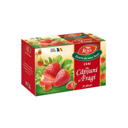 Ceai de capsuni si fragi Aromfruct, 20 plicuri - Fares