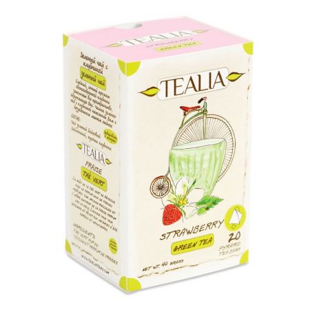 Ceai verde Pure Ceylon cu aroma de capsuni (50130), 20 plicuri, Tealia