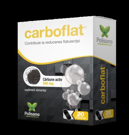 Carbune activ Carboflat 250 mg, 20 capsule, Polisano