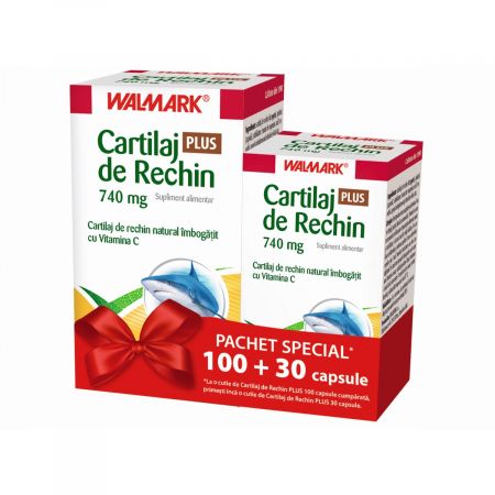 Cartilaj de Rechin Plus 740 mg cu Vitamina C, 100 + 30 capsule, Walmark