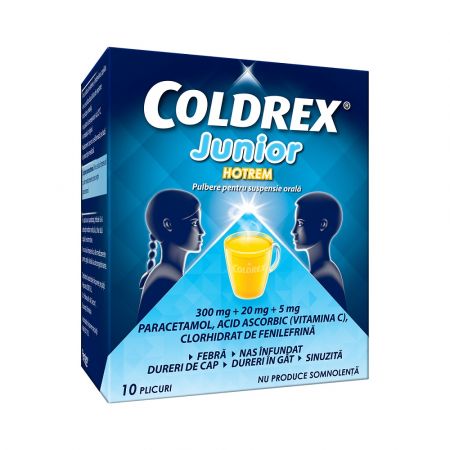 Coldrex Junior Hotrem, 300 mg + 20 mg + 5 mg, 10 plicuri, Perrigo