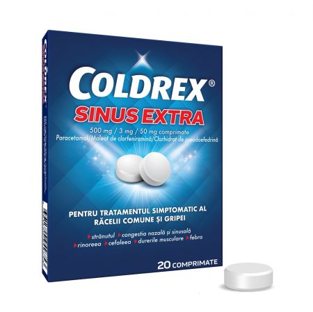 Coldrex Sinus Extra, 500 mg/3 mg/50 mg, 20 comprimate, Perrigo