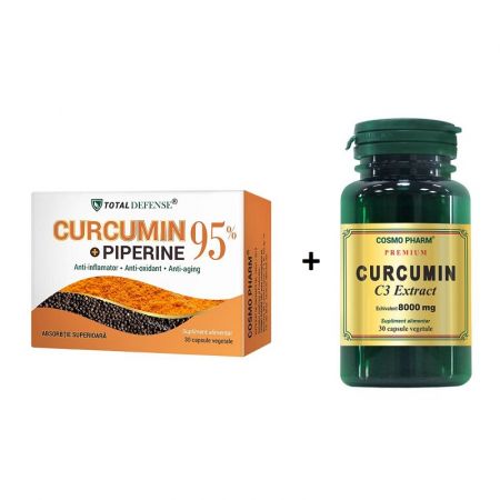 Pachet Curcumin + Piperine 95%, 30 capsule + Curcumin C3 Extract, 30 capsule, Cosmopharm