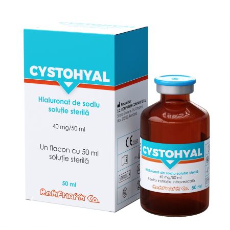 Cystohyal Hyaluronat de sodiu solutie sterila, 40 mg, 50 ml, Rompharm