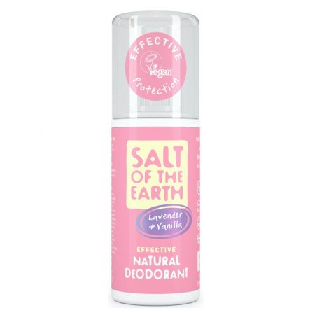 Deodorant vegan spray cu lavanda si vanilie Salt Of The Earth Pure Aura, 100 ml, Crystal Spring