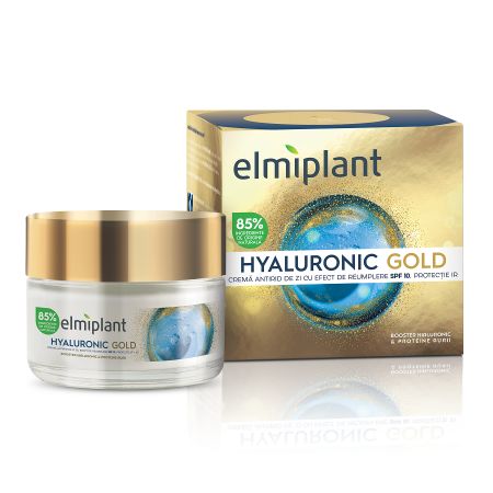 Crema de zi antirid cu efect de umplere SPF 10 Hyaluronic Gold, 50 ml - Elmiplant