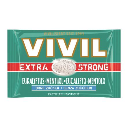 Bomboane fara zahar cu eucalipt si mentol Extra Strong, 25 g - Vivil