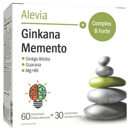 Pachet Ginkana Memento, 60 comprimate, Alevia + Complex B Forte, 30 comprimate, Alevia