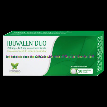 Ibuvalen Duo, 200 mg/12,8 mg, 20 comprimate filmate, Polisano