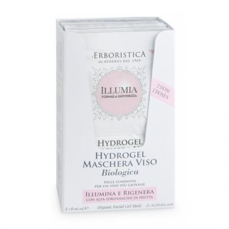 Masca organica hidrogel pentru fata Illumia, 2 x 6 ml, L'Erboristica