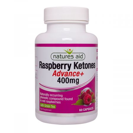 Cetona de zmeura cu ceai verde 400 mg Raspberry Ketones Advance+, 60 capsule, Natures Aid