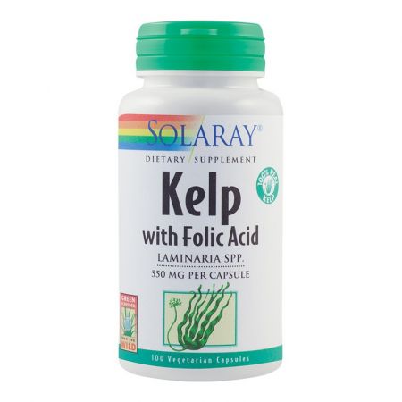 Kelp 550mg si Acid Folic Solaray, 100 capsule - Secom