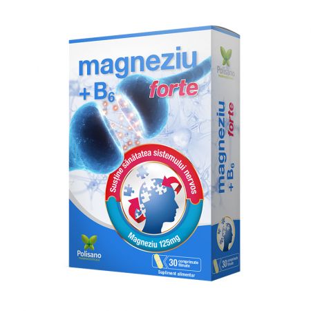 Magneziu + Vitamina B6 Forte, 30 comprimate, Polisano
