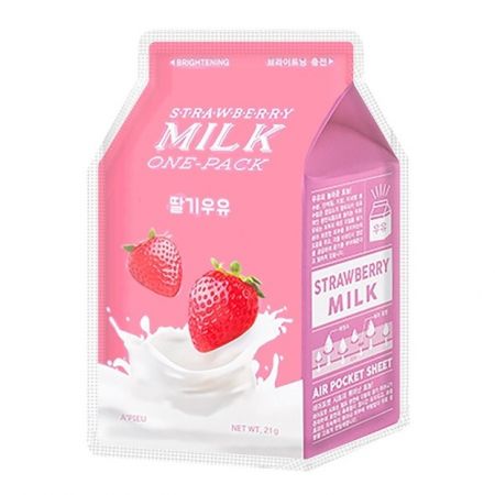 Masca faciala pentru ten radiant Strawberry Milk, 21 g, Apieu