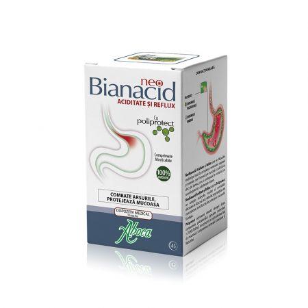 NeoBianacid cu poliprotect pentru aciditate si reflux, 45 comprimate - Aboca