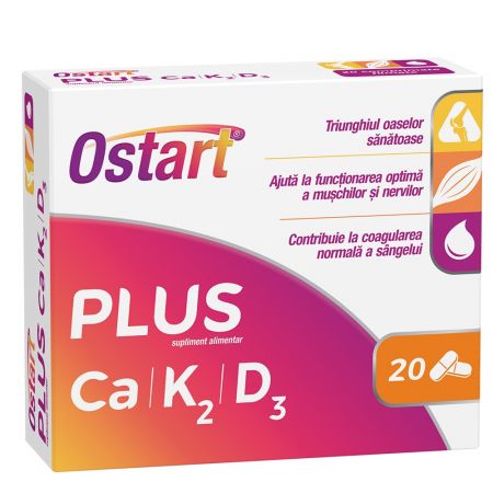 Ostart Plus Ca + K2 + D3, 20 comprimate - Fiterman