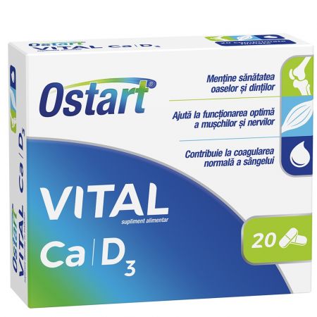 Ostart Vital Calciu + Vitamina D3, 20 comprimate, Fiterman