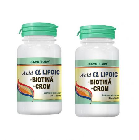 Pachet Acid Alfa Lipoic Biotina Crom, 30 capsule + 30 capsule, Cosmopharm