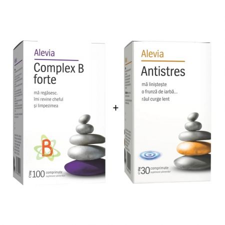 Pachet Complex B Forte, 100 comprimate + Antistres, 30 comprimate, Alevia
