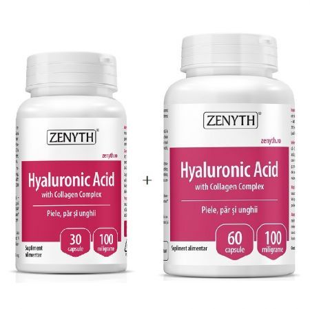 Pachet Hyaluronic Acid cu Collagen Complex, 30+60 capsule, Zenyth