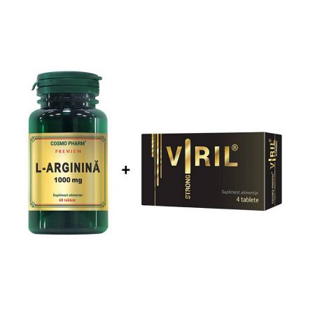 Premium L-arginina 1000mg, 60 tablete + Viril Strong, 4 tablete,, CosmoPharm