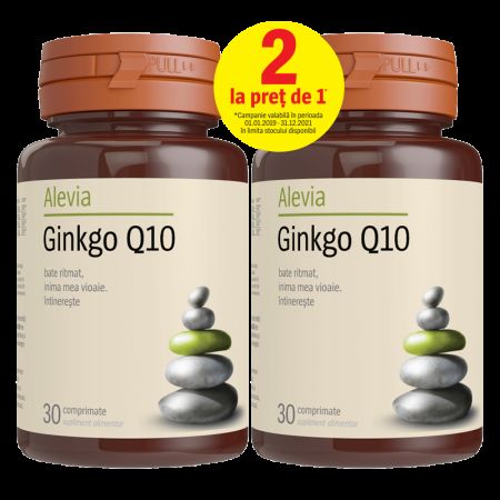 Pachet Ginkgo Q10, 30 comprimate, Alevia (1+1)