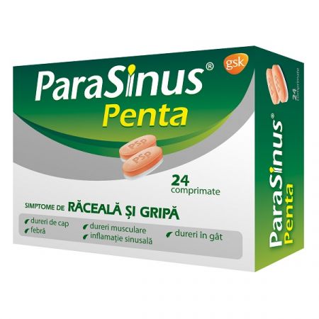 Parasinus Penta, 500 mg/25 mg/5 mg/20 mg/38 mg, 24 comprimate