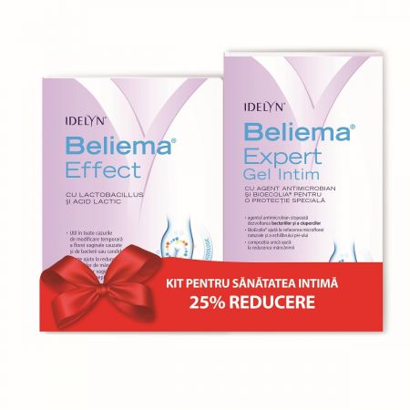 Pachet Idelyn Beliema Effect, 10 comprimate vaginale + Gel intim Idelyn Beliema Expert, 200 ml, Walmark