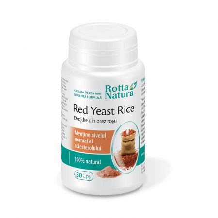 Red Yeast Rice Drojdie din orez rosu, 635 mg, 30 capsule, Rotta Natura
