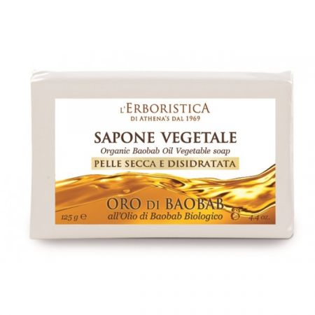 Sapun vegetal vegan pentru piele uscata si deshidratata cu ulei de baobab, 125 g, L'Erboristica