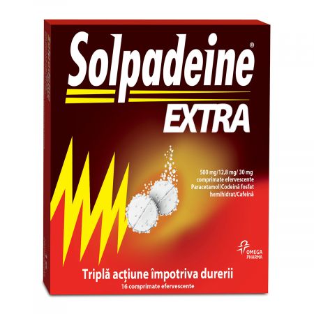 Solpadeine Extra, 500 mg/12,8 mg/30 mg, 16 comprimate efervescente, Omega Pharma