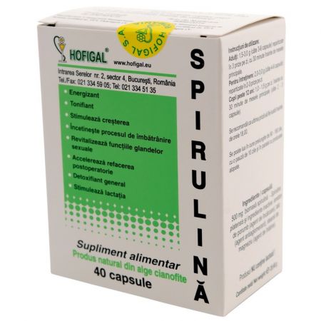Spirulina, 500 mg, 40 capsule, Hofigal