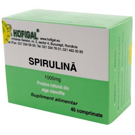 Spirulina 1000mg, 40 comprimate, Hofigal
