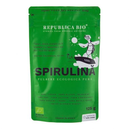 Spirulina, pulbere ecologica pura, 125 g, Republica Bio