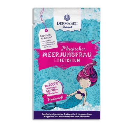 Spuma de baie naturala pentru copii cu zmeura Sirena Magica, 35 ml, Dermasel