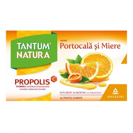 Tantum Natura cu portocala si miere, 15 pastile gumate, Angelini