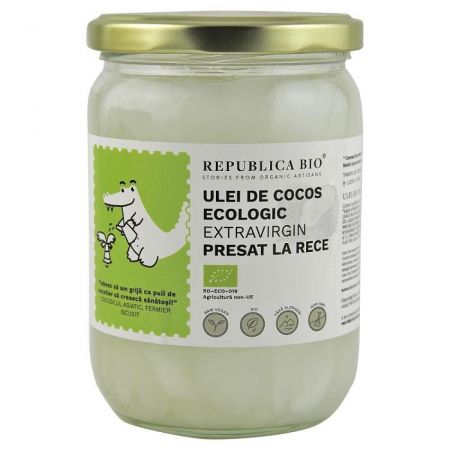 Ulei de cocos Bio extravirgin, presat la rece, 500 ml, Republica Bio
