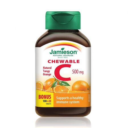 Vitamina C 500mg cu gust de portocale, 100+20 tablete masticabile - Jamieson