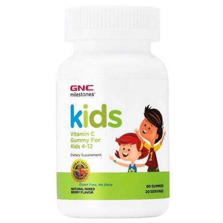 Vitamina C cu aroma de fructe de padure Milestones Kids 504211, 60 jeleuri, GNC