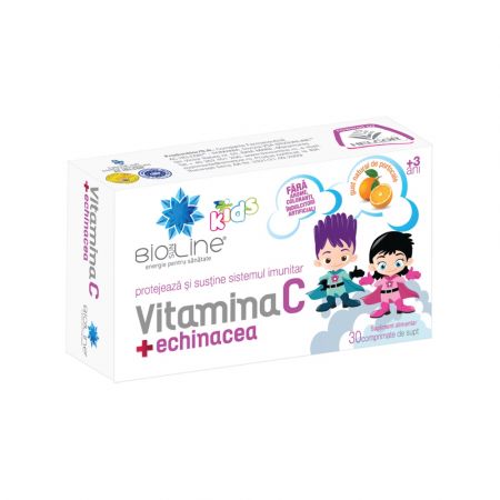 Vitamina C cu echinacea pentru copii, 30 comprimate, Helcor