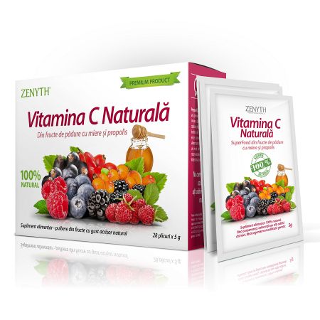 Vitamina C naturala cu fructe de padure, miere si propolis, 28 plicuri, Zenyth